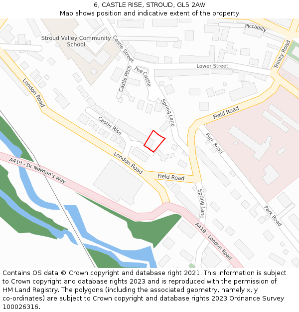 6, CASTLE RISE, STROUD, GL5 2AW: Location map and indicative extent of plot