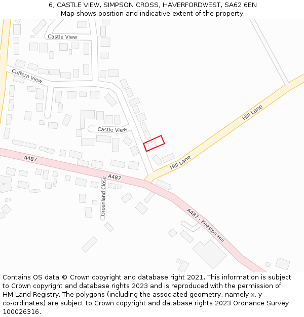 6, CASTLE VIEW, SIMPSON CROSS, HAVERFORDWEST, SA62 6EN: Location map and indicative extent of plot