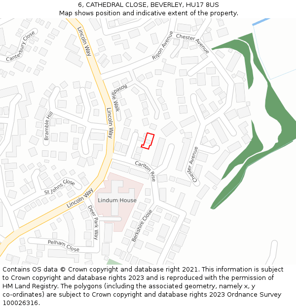 6, CATHEDRAL CLOSE, BEVERLEY, HU17 8US: Location map and indicative extent of plot