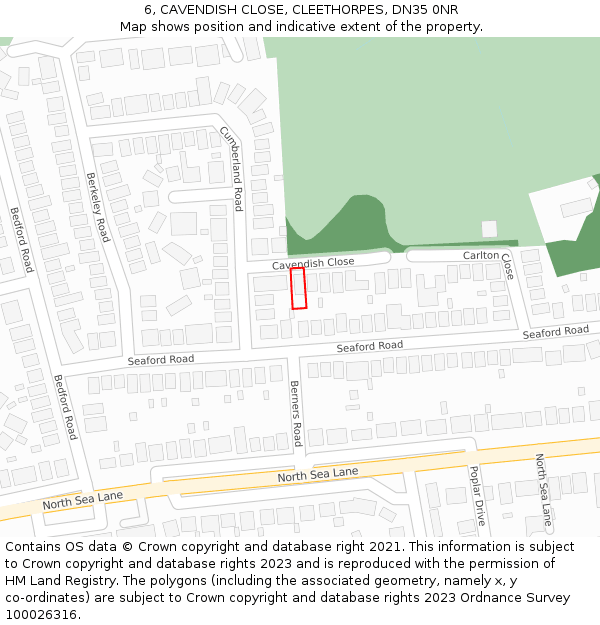 6, CAVENDISH CLOSE, CLEETHORPES, DN35 0NR: Location map and indicative extent of plot