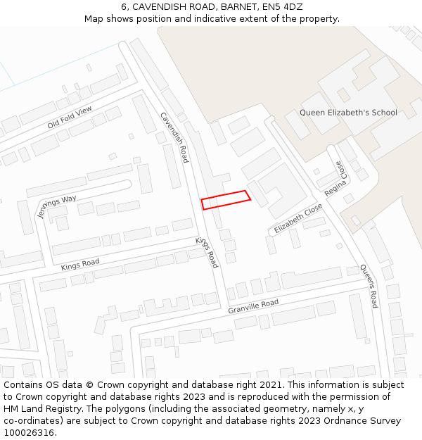 6, CAVENDISH ROAD, BARNET, EN5 4DZ: Location map and indicative extent of plot