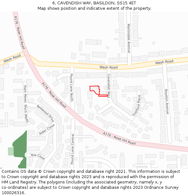 6, CAVENDISH WAY, BASILDON, SS15 4ET: Location map and indicative extent of plot