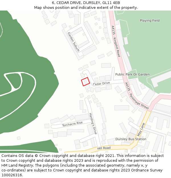 6, CEDAR DRIVE, DURSLEY, GL11 4EB: Location map and indicative extent of plot