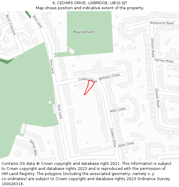 6, CEDARS DRIVE, UXBRIDGE, UB10 0JT: Location map and indicative extent of plot
