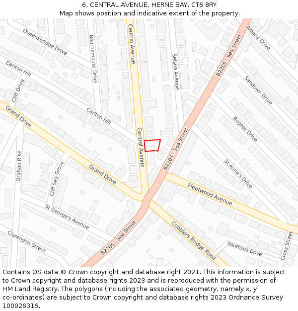 6, CENTRAL AVENUE, HERNE BAY, CT6 8RY: Location map and indicative extent of plot