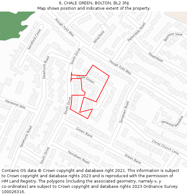 6, CHALE GREEN, BOLTON, BL2 3NJ: Location map and indicative extent of plot