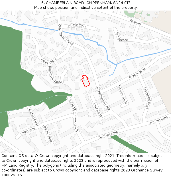6, CHAMBERLAIN ROAD, CHIPPENHAM, SN14 0TF: Location map and indicative extent of plot