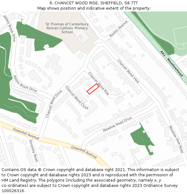 6, CHANCET WOOD RISE, SHEFFIELD, S8 7TT: Location map and indicative extent of plot