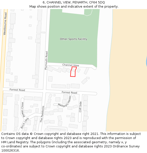 6, CHANNEL VIEW, PENARTH, CF64 5DQ: Location map and indicative extent of plot