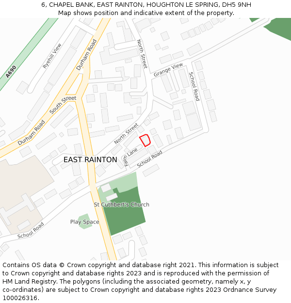 6, CHAPEL BANK, EAST RAINTON, HOUGHTON LE SPRING, DH5 9NH: Location map and indicative extent of plot