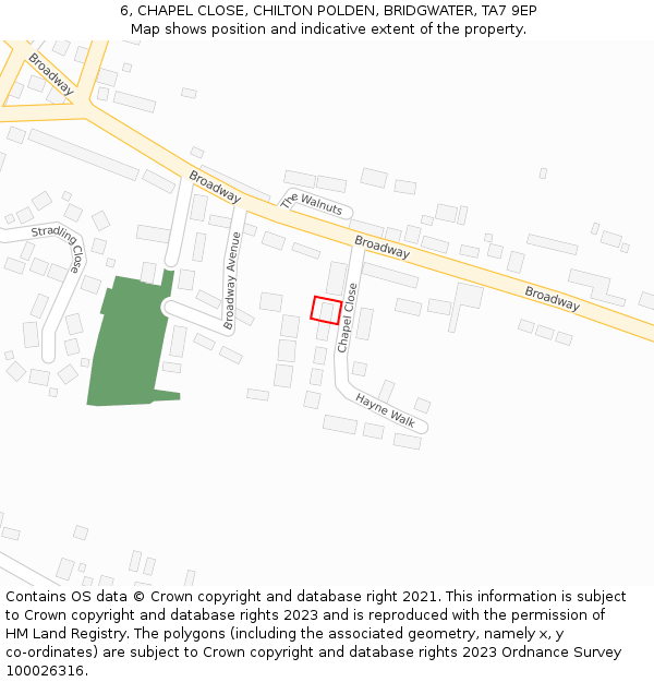 6, CHAPEL CLOSE, CHILTON POLDEN, BRIDGWATER, TA7 9EP: Location map and indicative extent of plot