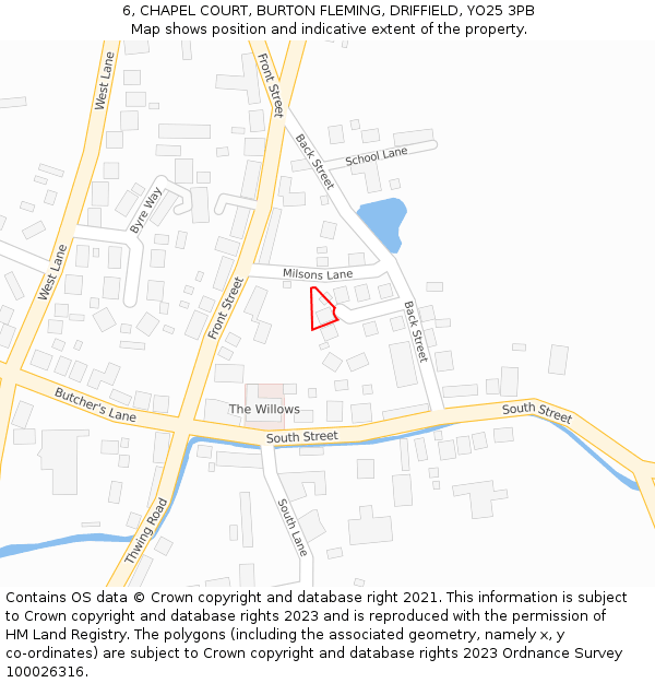 6, CHAPEL COURT, BURTON FLEMING, DRIFFIELD, YO25 3PB: Location map and indicative extent of plot