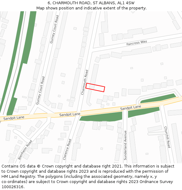 6, CHARMOUTH ROAD, ST ALBANS, AL1 4SW: Location map and indicative extent of plot