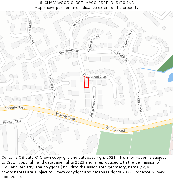 6, CHARNWOOD CLOSE, MACCLESFIELD, SK10 3NR: Location map and indicative extent of plot