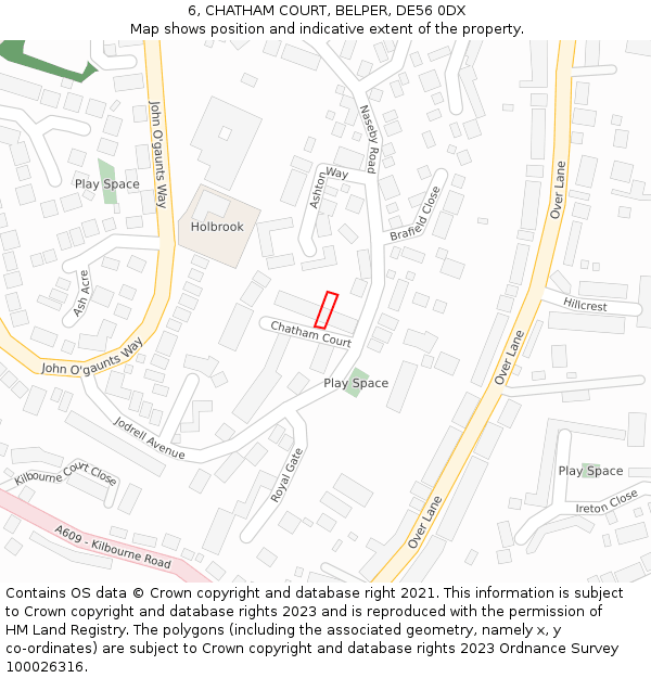 6, CHATHAM COURT, BELPER, DE56 0DX: Location map and indicative extent of plot