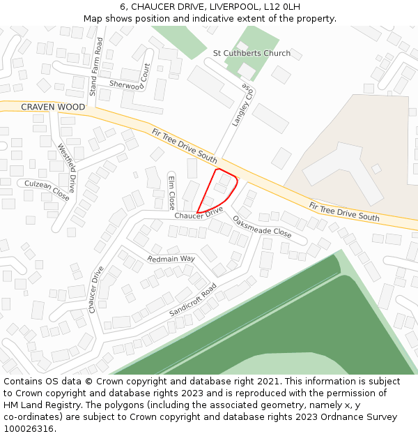 6, CHAUCER DRIVE, LIVERPOOL, L12 0LH: Location map and indicative extent of plot