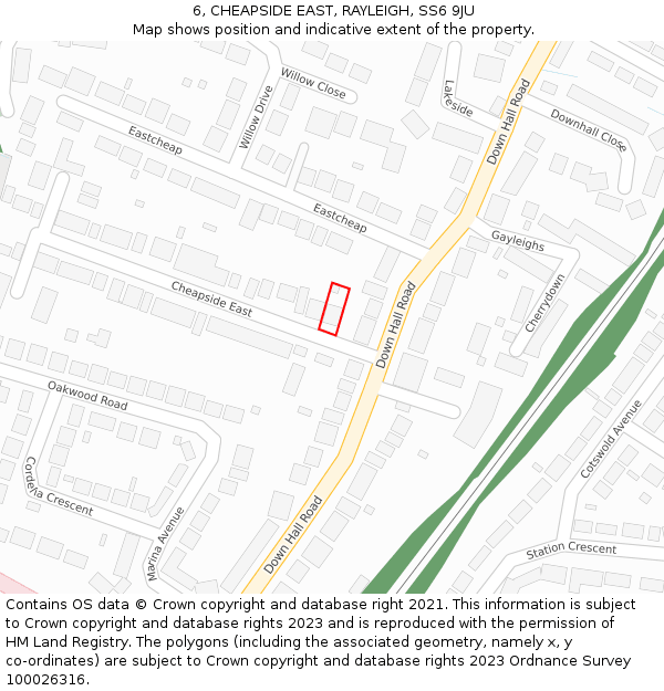 6, CHEAPSIDE EAST, RAYLEIGH, SS6 9JU: Location map and indicative extent of plot