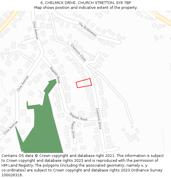 6, CHELMICK DRIVE, CHURCH STRETTON, SY6 7BP: Location map and indicative extent of plot