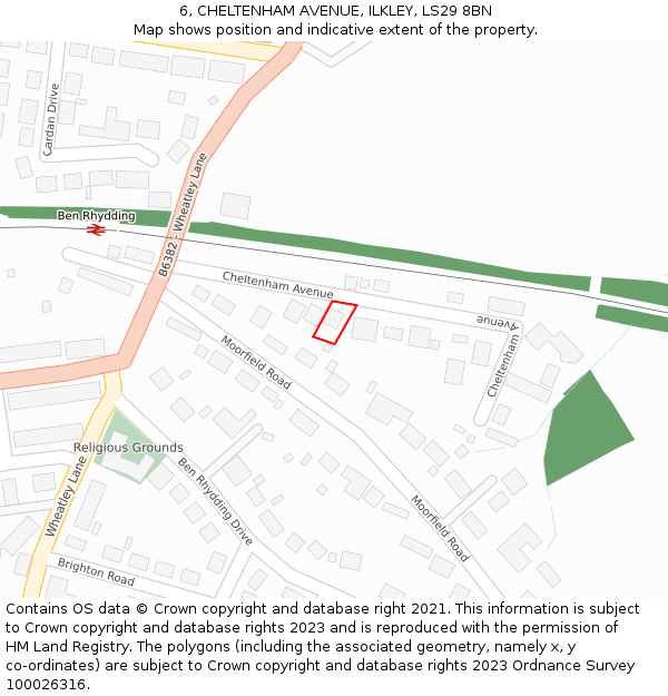 6, CHELTENHAM AVENUE, ILKLEY, LS29 8BN: Location map and indicative extent of plot