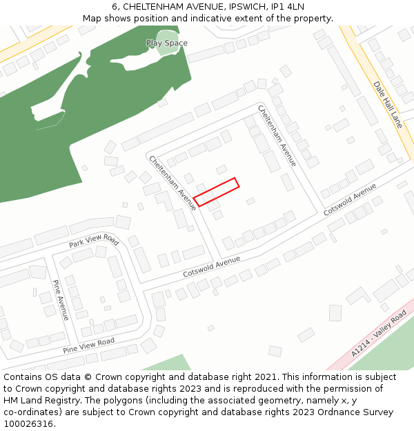 6, CHELTENHAM AVENUE, IPSWICH, IP1 4LN: Location map and indicative extent of plot