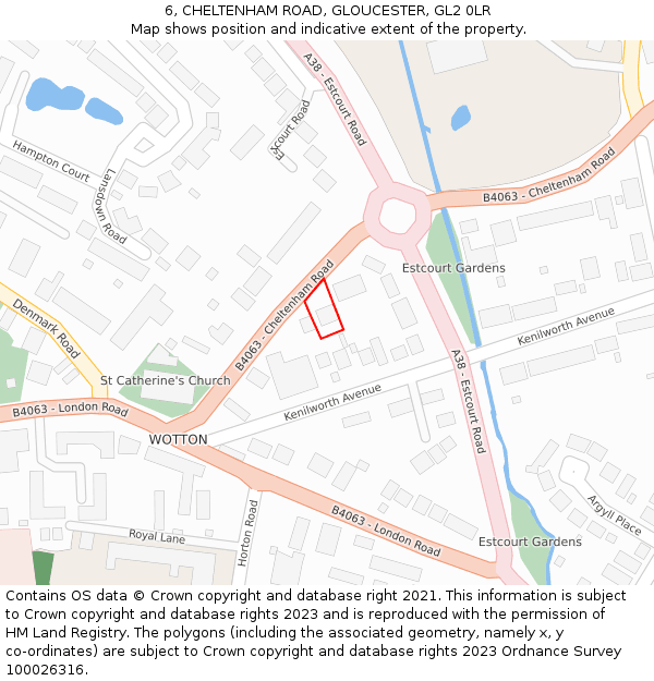 6, CHELTENHAM ROAD, GLOUCESTER, GL2 0LR: Location map and indicative extent of plot