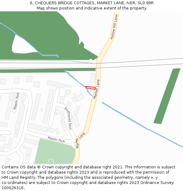 6, CHEQUERS BRIDGE COTTAGES, MARKET LANE, IVER, SL0 9RR: Location map and indicative extent of plot