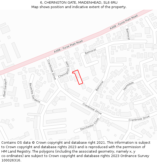 6, CHERINGTON GATE, MAIDENHEAD, SL6 6RU: Location map and indicative extent of plot