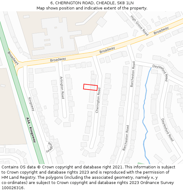 6, CHERINGTON ROAD, CHEADLE, SK8 1LN: Location map and indicative extent of plot