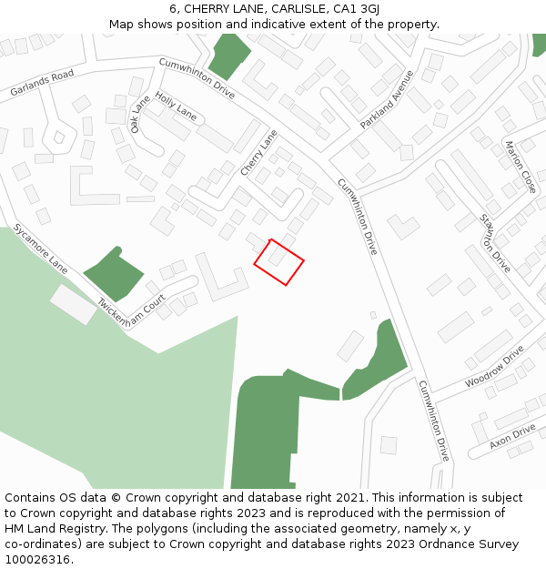 6, CHERRY LANE, CARLISLE, CA1 3GJ: Location map and indicative extent of plot