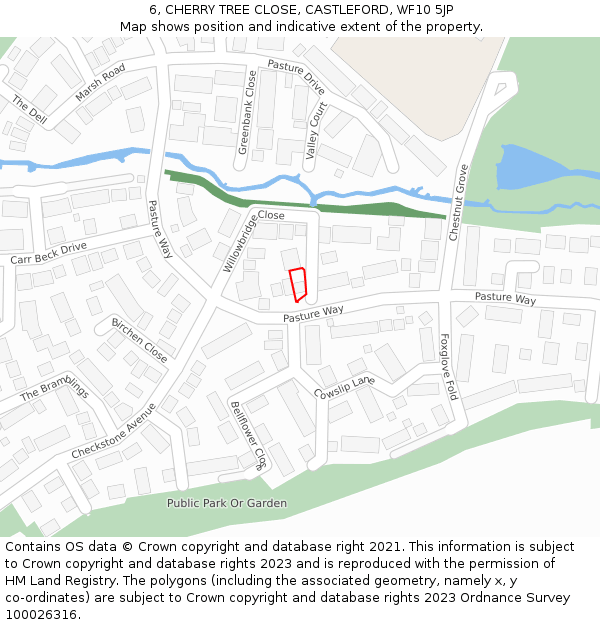 6, CHERRY TREE CLOSE, CASTLEFORD, WF10 5JP: Location map and indicative extent of plot