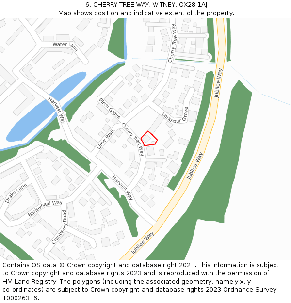 6, CHERRY TREE WAY, WITNEY, OX28 1AJ: Location map and indicative extent of plot