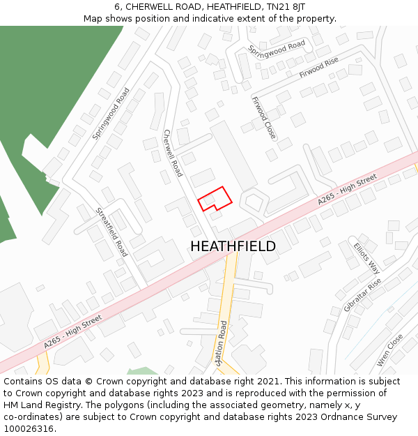 6, CHERWELL ROAD, HEATHFIELD, TN21 8JT: Location map and indicative extent of plot