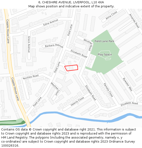 6, CHESHIRE AVENUE, LIVERPOOL, L10 4XA: Location map and indicative extent of plot