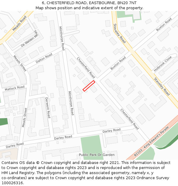 6, CHESTERFIELD ROAD, EASTBOURNE, BN20 7NT: Location map and indicative extent of plot