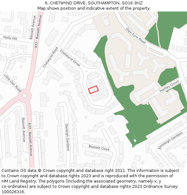 6, CHETWYND DRIVE, SOUTHAMPTON, SO16 3HZ: Location map and indicative extent of plot