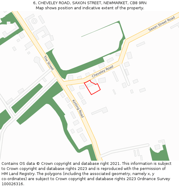 6, CHEVELEY ROAD, SAXON STREET, NEWMARKET, CB8 9RN: Location map and indicative extent of plot