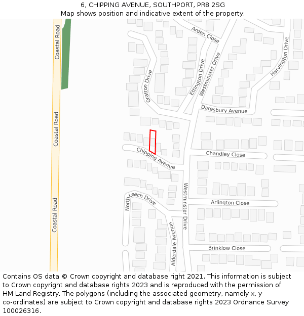 6, CHIPPING AVENUE, SOUTHPORT, PR8 2SG: Location map and indicative extent of plot