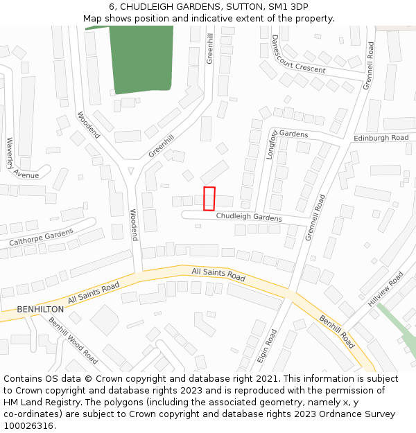 6, CHUDLEIGH GARDENS, SUTTON, SM1 3DP: Location map and indicative extent of plot