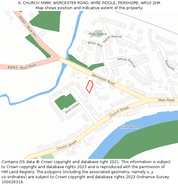 6, CHURCH FARM, WORCESTER ROAD, WYRE PIDDLE, PERSHORE, WR10 2HR: Location map and indicative extent of plot