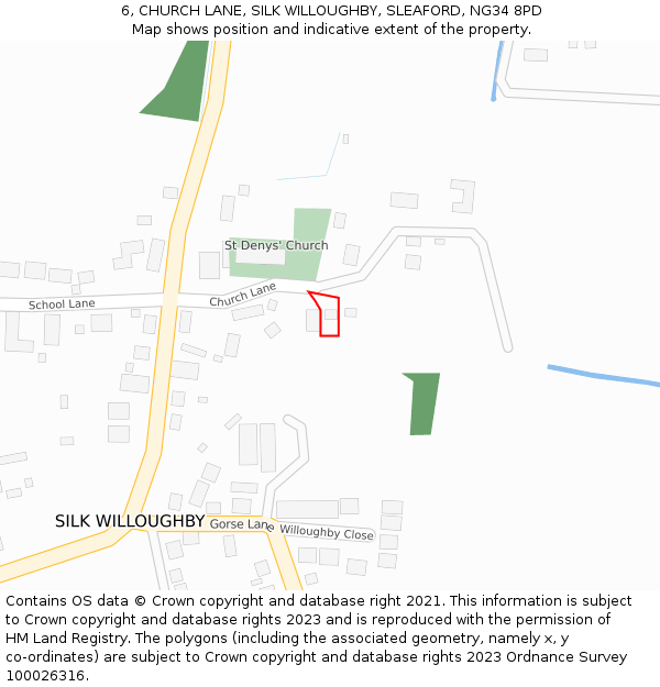 6, CHURCH LANE, SILK WILLOUGHBY, SLEAFORD, NG34 8PD: Location map and indicative extent of plot