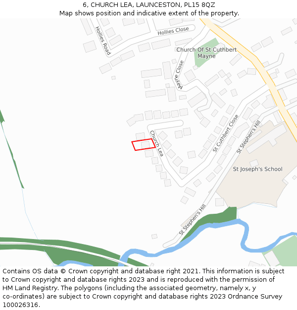 6, CHURCH LEA, LAUNCESTON, PL15 8QZ: Location map and indicative extent of plot