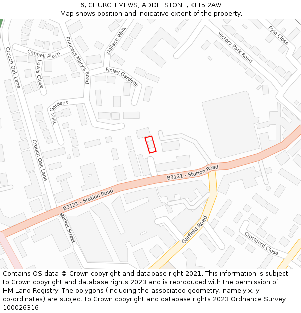 6, CHURCH MEWS, ADDLESTONE, KT15 2AW: Location map and indicative extent of plot