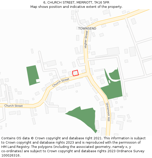 6, CHURCH STREET, MERRIOTT, TA16 5PR: Location map and indicative extent of plot