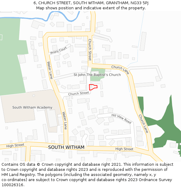 6, CHURCH STREET, SOUTH WITHAM, GRANTHAM, NG33 5PJ: Location map and indicative extent of plot