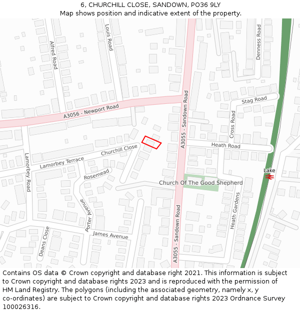 6, CHURCHILL CLOSE, SANDOWN, PO36 9LY: Location map and indicative extent of plot