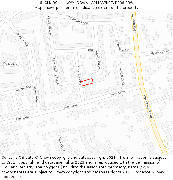 6, CHURCHILL WAY, DOWNHAM MARKET, PE38 9RW: Location map and indicative extent of plot