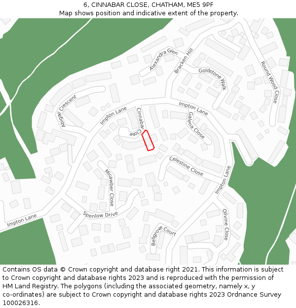 6, CINNABAR CLOSE, CHATHAM, ME5 9PF: Location map and indicative extent of plot