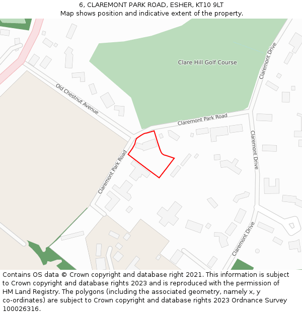 6, CLAREMONT PARK ROAD, ESHER, KT10 9LT: Location map and indicative extent of plot