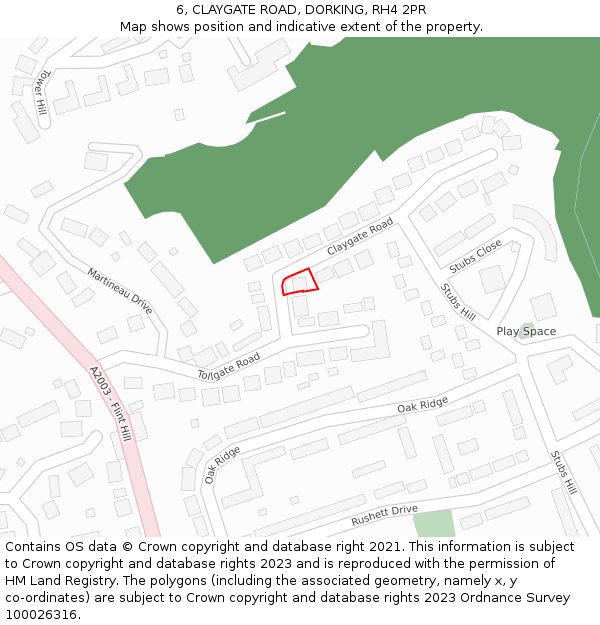 6, CLAYGATE ROAD, DORKING, RH4 2PR: Location map and indicative extent of plot