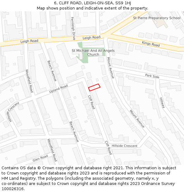 6, CLIFF ROAD, LEIGH-ON-SEA, SS9 1HJ: Location map and indicative extent of plot